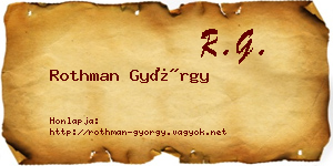 Rothman György névjegykártya